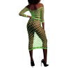 Ouch! Glow Bustier et Robe Filet Épaules dénudées Vert Fluo
